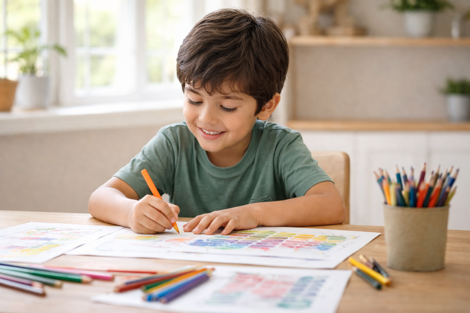 Família colorindo junta