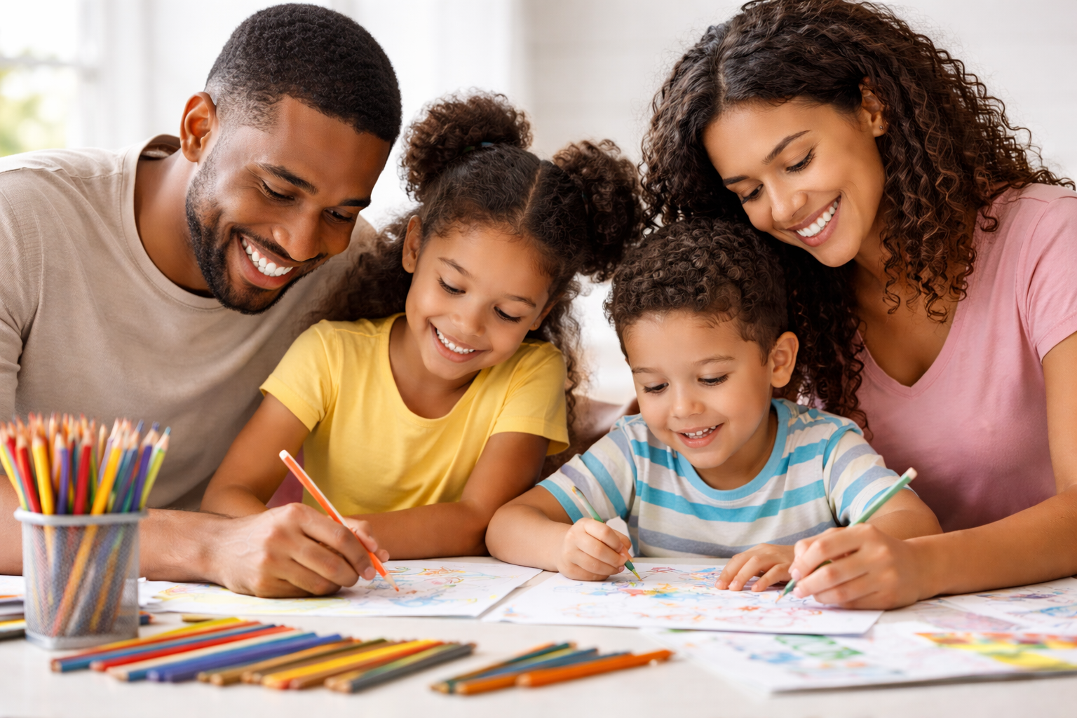 Pais e filhos aprendendo